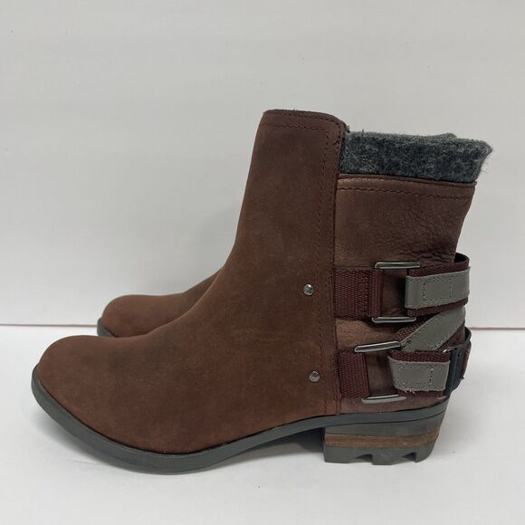 SOREL Lolla Waterproof Leather Ankle Boot Womens Size 8 LL5317-628 Chestnut EUC - Picture 4 of 9
